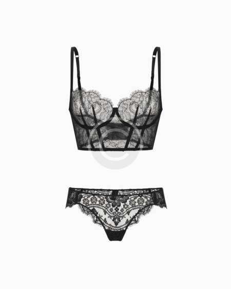 Body noir toile deux pièces