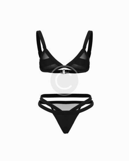 Set deux pièces noir toile