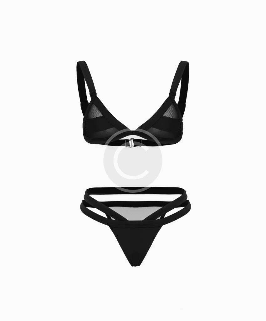 Set deux pièces noir toile